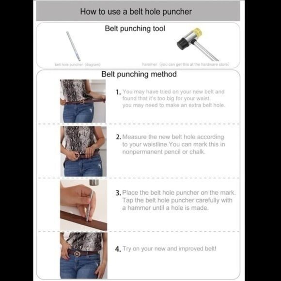 Blue PU Leather Suspender Belt W/ Hole Punch - Picture 5 of 6